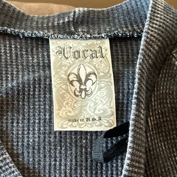 vocal cardigan / y2k bling angel wing biker 2000s drape / dark grey size small - Picture 5 of 6